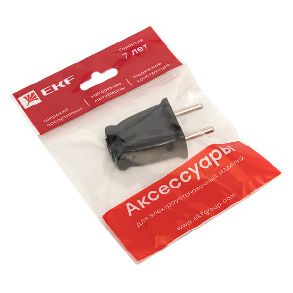 Вилка плоская б/3 черная 10А 250 В Proxima EKF