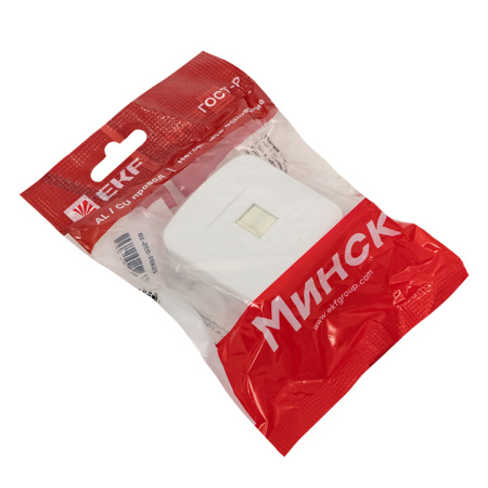 Минск Розетка RJ-45 1-местная, ОП 1А, 120В, белая Basic EKF