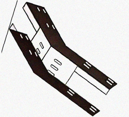 Лоток перфорированный КП 500х100-45 УТ1,5 для поворота трассы вверх на 45, горячее цинкование S1,5
