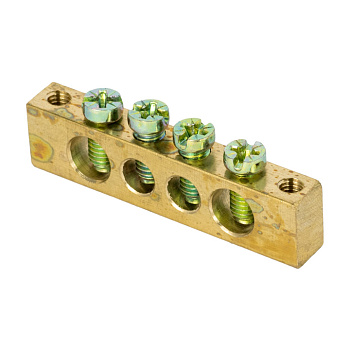 Шина PEN "ноль-земля" (6х9мм) 4 отверстия латунь крепеж по краям PROxima EKF