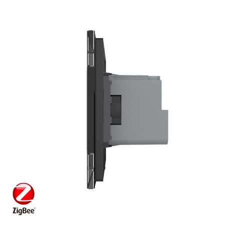 Розетка электрическая ZigBee (Wi-Fi) с заземлением защитными шторками 16A 1 пост Черная Livolo