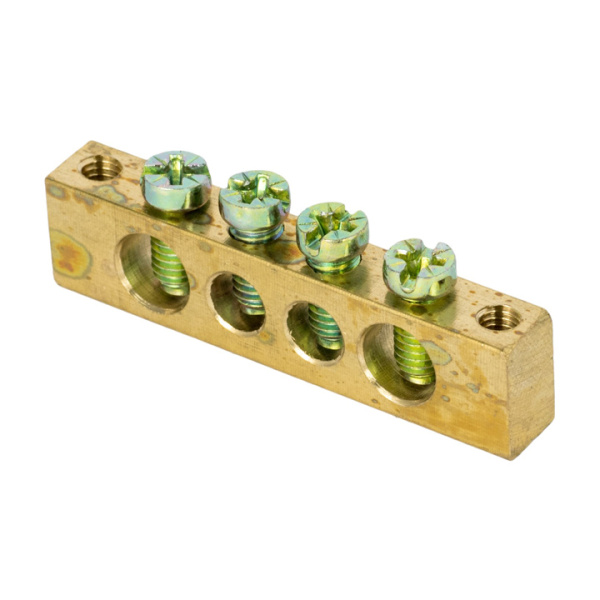 Шина PEN "ноль-земля" (6х9мм) 4 отверстия латунь крепеж по краям PROxima EKF