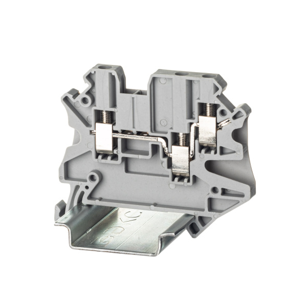 Клемма проходная, винтовой зажим, 3 точки подключения, 2.5 кв.мм, серая DKC