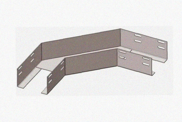Лоток угловой глухой КГГ 200х80-90 У3 поворот на 90, окрашенный, S1,5