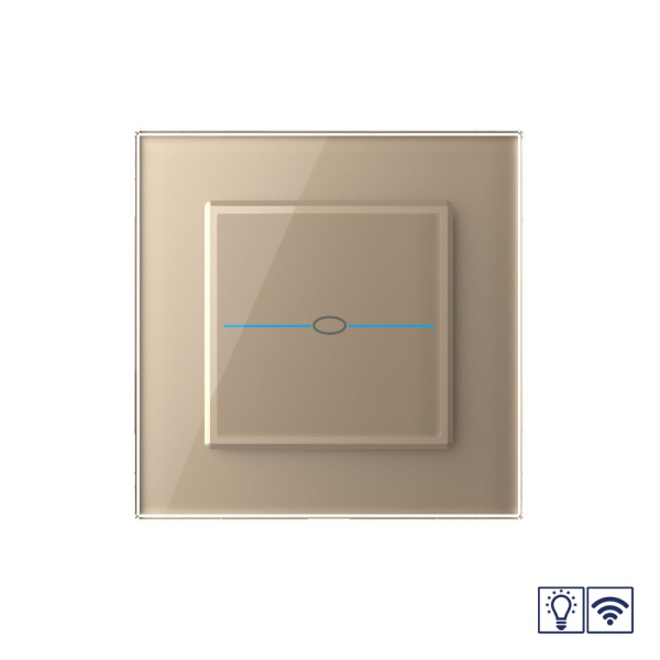 Сенсорный радиоуправляемый диммер Quadro 1 клавиша 1 пост Золотой Livolo