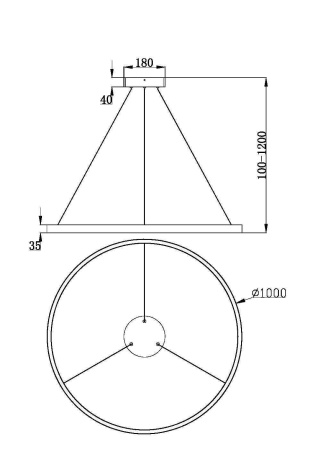 Подвесной светильник 1*LED 61Вт Латунь IP20 Rim MOD058PL-L54BS3K Maytoni