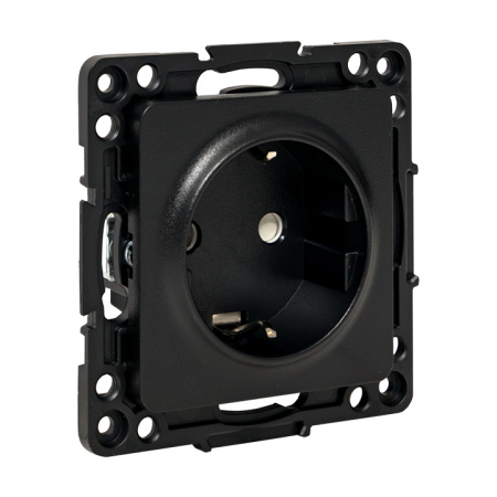 Стокгольм Механизм Розетки 1-местной с/з 16А в/к черный с защ, штор, EKF