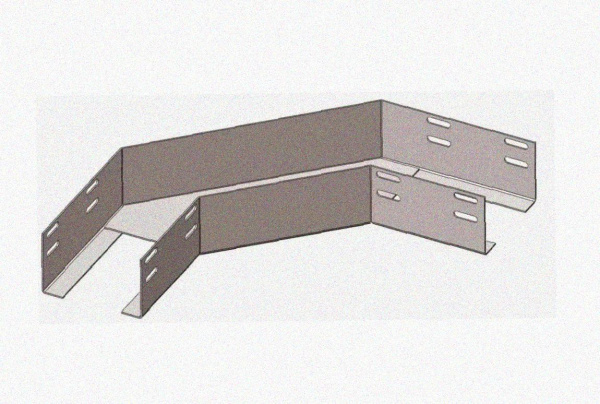 Лоток угловой замковый глухой КГЗГ 600х60-90 УТ1,5 поворот на 90, горячее цинкование, S1,5