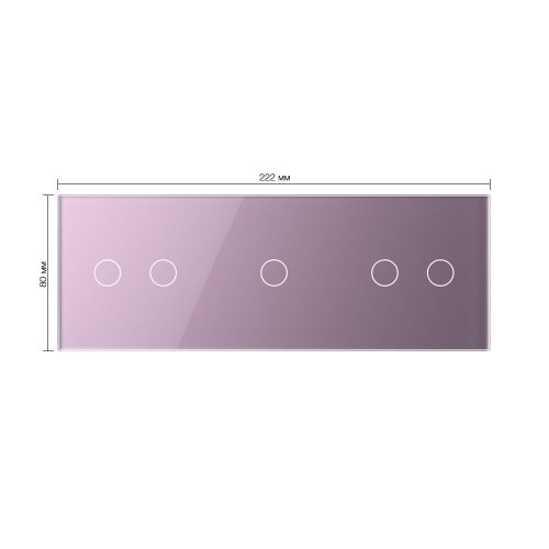Панель для трех сенсорных выключателей, 5 клавиш (2+1+2), цвет розовый, стекло Livolo фото 2