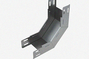 Лоток замковый глухой КПЗГ 100х65-90 УТ1,5 для поворота трассы вверх на 90, оцинкованный лист S1,0