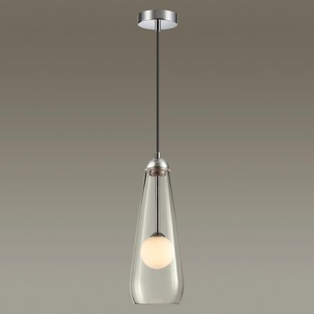 Подвес G9 1*40W LOSTAR хром/белый/прозрачный/стекло C ODEON LIGHT