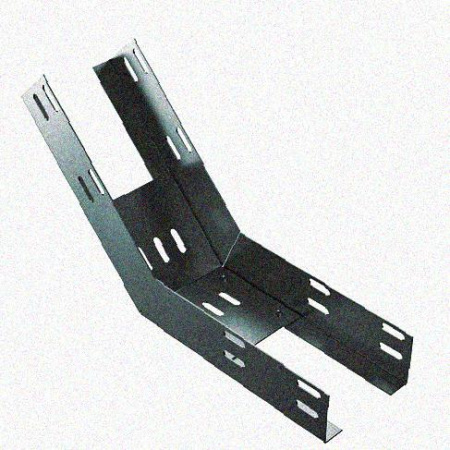 Лоток перфорированный КП 50х50-45 УТ1,5 для поворота трассы вверх на 45, оцинкованный лист S1,5