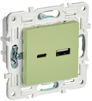 SKANDY Розетка USB A+C 18Вт SK-R13G мятный IEK