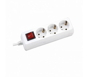 Удлинитель бытовой 3-мест.пластик 16А, длина 3м. с заземлением и выключателем General