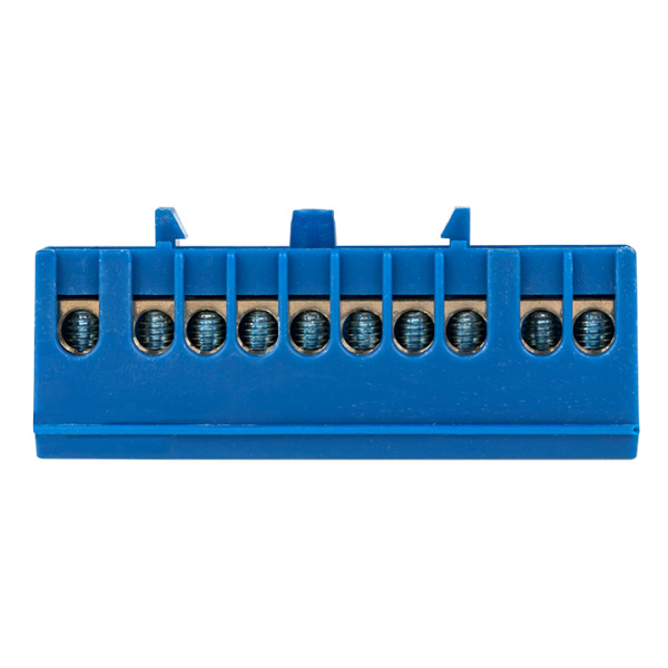 Шина "0" N (6х9мм) 10 отверстий латунь синий изолированный корпус на DIN-рейку PROxima EKF