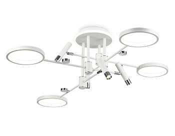 Потолочный светодиодный светильник с пультом управления FL51648/4+4 WH/CH белый/хром 98W 3000K-6400K D910*340 (ПДУ ИК) Ambrella Light