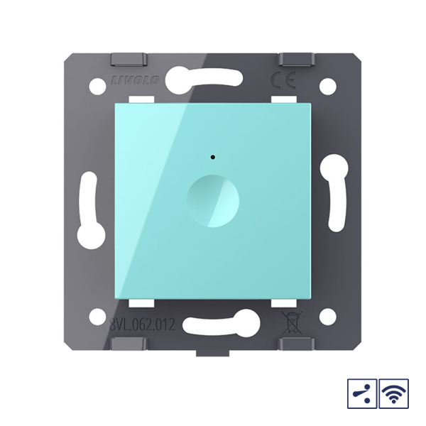 Одноклавишный проходной сенсорный выключатель Module с радиоупр., цвет зеленый (механизм) Livolo