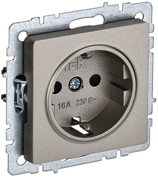 BRITE Розетка 1-местная с з/з с защитными шторками 16А РС14-1-0-БрШ шампань IEK