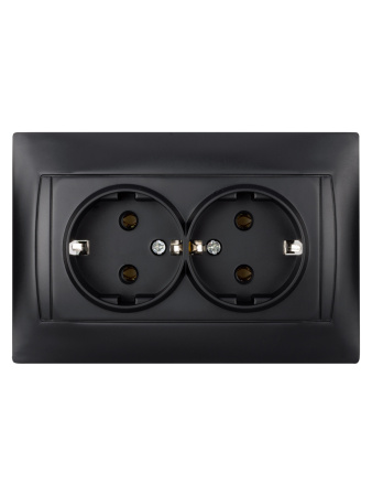 Розетка двойная 2П+З 16А 250В графит "Лама" TDM