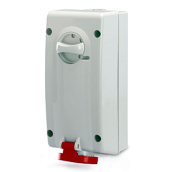 Розетка настенная с механической блокировкой и боковым расположением разъема IP44 16А 3P+E+N 400В DKC