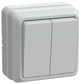 Выключатель 2-клавишный ОУ ВС20-2-0-ОБ 10А ОКТАВА белый IEK