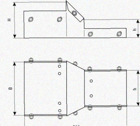 Лоток переходной замковый ЛПЗ 400х50-300х50 УТ1,5, оцинкованный лист, S1,0