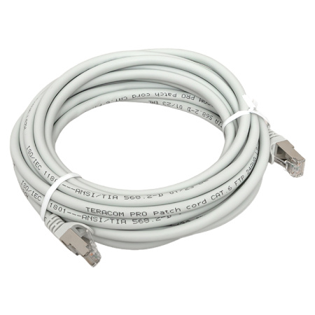 Патч-корд TERACOM PRO Cat,6 экранированный FTP оболочка LSZH серый (5,0м) EKF