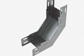 Лоток замковый глухой КПЗГ 150х65-90 УТ1,5 для поворота трассы вверх на 90, оцинкованный лист, S1,0