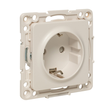 Стокгольм Механизм Розетки 1-местной с/з 16А в/к белый с защ, штор, EKF