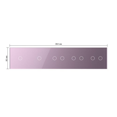 Панель для пяти сенсорных выключателей, 8 клавиш (1+1+2+2+2), цвет розовый, стекло Livolo фото 2