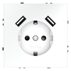 Розетка встраиваемая Voltum S70 с заземлением и защитными шторками, 16А, с USB, A+A, (белый матовый)