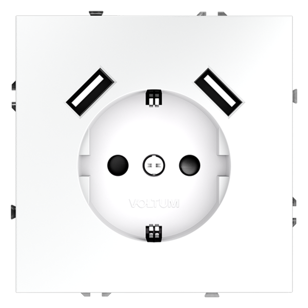 Розетка встраиваемая Voltum S70 с заземлением и защитными шторками, 16А, с USB, A+A, (белый матовый) Розетка встраиваемая Voltum S70 с заземлением и защитными шторками, 16А, с USB, A+A, (белый матовый)