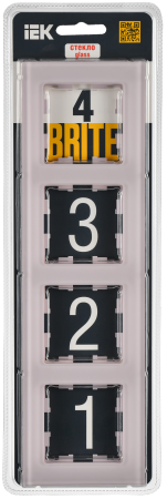 BRITE Рамка 4-мест. РУ-4-2-Бр стекло розовый матовый IEK