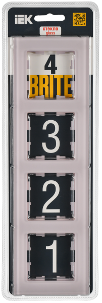 BRITE Рамка 4-мест. РУ-4-2-Бр стекло розовый матовый IEK