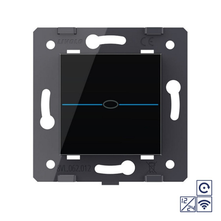 Одноклавишная сенсорная кнопка Quadro 12/24В с радиоупр., цвет черный (механизм) Livolo