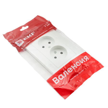 Валенсия Лицевая панель розетка 2-местной б/з 10А жемчуг с защ, штор, EKF