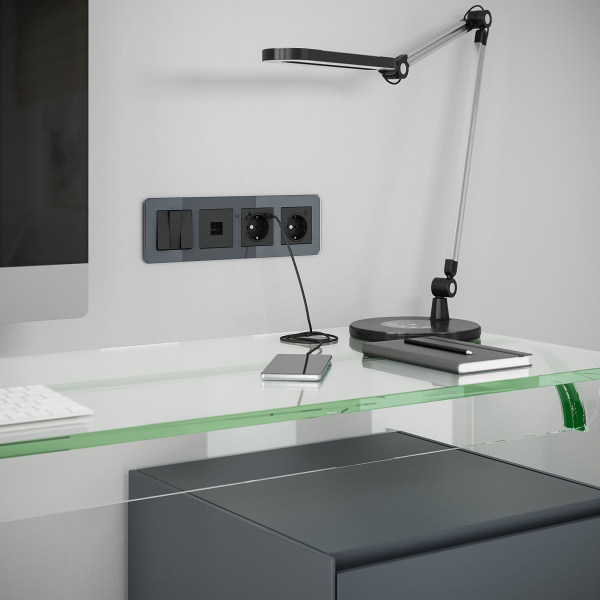 Elite Рамка из стекла на 4 поста графит Werkel