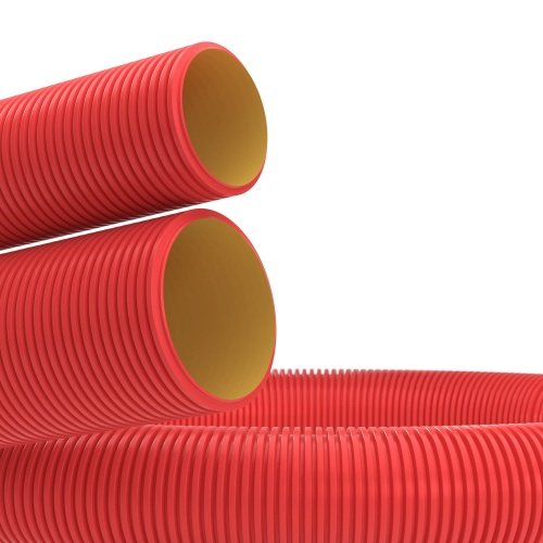 Двустенная труба ПНД гибкая для кабельной канализации д.110мм без протяжки, SN8, 680Н, в бухте 100м, цвет красный DKC фото 2