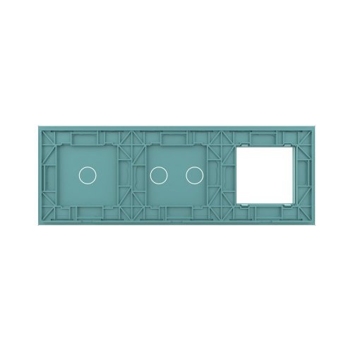 Панель для розетки и двух сенсорных выключателей, 3 клавиши (2+1), цвет зеленый, стекло Livolo фото 4