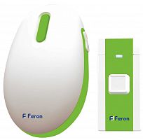 Звонок дверной беспроводной Feron E-375 36 мелодии белый зеленый с питанием от батареек