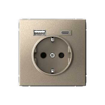 ARTGALLERY РОЗЕТКА 16А с 2 USB A+C, 5В/2,4А/3,0А, 2х5В/1,5А, механизм, ШАМПАНЬ Systeme Electric