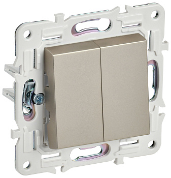 SKANDY Выключатель 2-клавишный проходной 10А SK-V05Sh шампань IEK