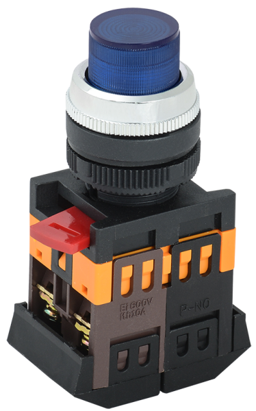 Кнопка ABLFP-22 синий d=22мм неон/240В 1з+1р IEK