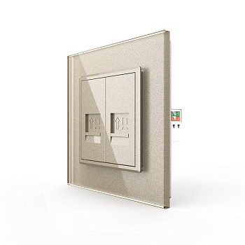 Розетка интернет двойная RJ-45 кат.6 1 пост, цвет шампань Livolo