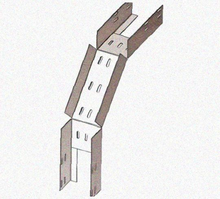 Лоток перфорированный КС 600х50-90 УХЛ1 для поворота трассы вниз на 90, горячее цинкование, S1,5