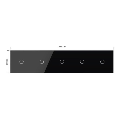 Панель для пяти однолинейных выключателей: 1 + 1 + 1 + 1 + 1 Черная Livolo фото 2