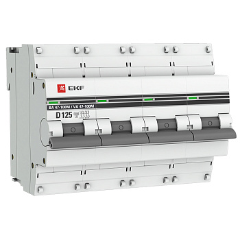 Выключатель автоматический ВА МОД 4П 125А D 10кА ВА 47-100M без теплового расцепителя PROxima EKF