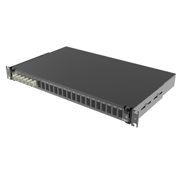 Оптическая полка выдвижная 1U с адатерами 6 х duplex LC ОМ2 в комплекте с лицевой панелью, пигтейлами, сплайс-кассет(ой/ами) и гильзами КДЗС DKC
