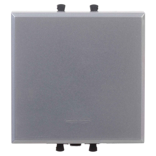 Переключатель одноклавишный модульный, "Avanti", "Закаленная сталь", 2модуля DKC