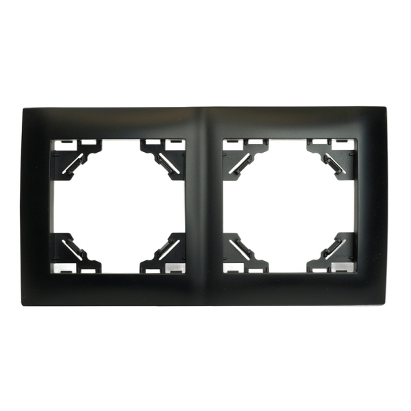 Рамка 2-местная, горизонтальная, STEKKER, PFR00-9012-03, серия Эрна Элегант, черный